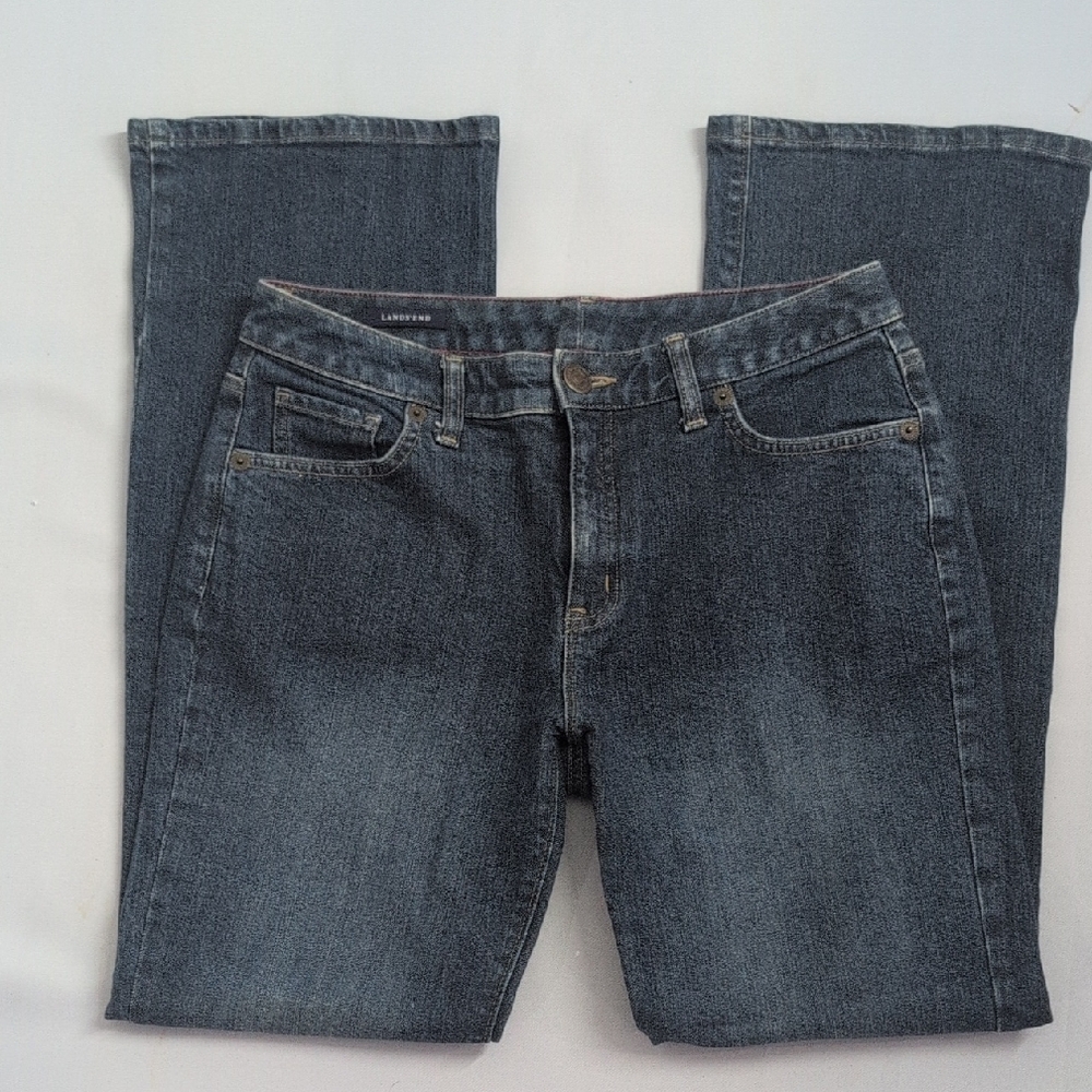Womens Lands' End Dark Wash Straight Leg Jeans